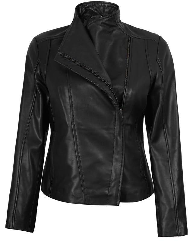 Image of Blingsoul Womens Real Leather Jacket - Asymmetrical Leather Jackets for Women