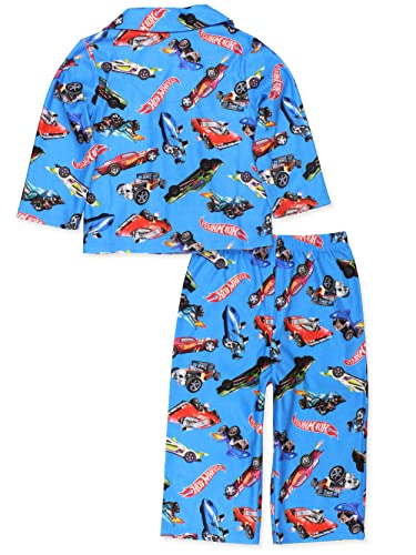 Hot Wheels Racecar Toddler and Boys Flannel Coat Style Pajama Set (6, Blue)2