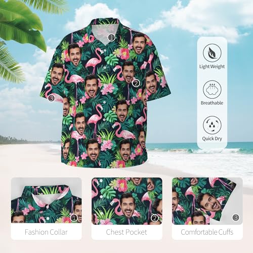 Custom Hawaiian Shirts for Men Personalized Hawaiian Shirt with Face Photo Tropical Short Sleeve Button Down Beach Shirt4