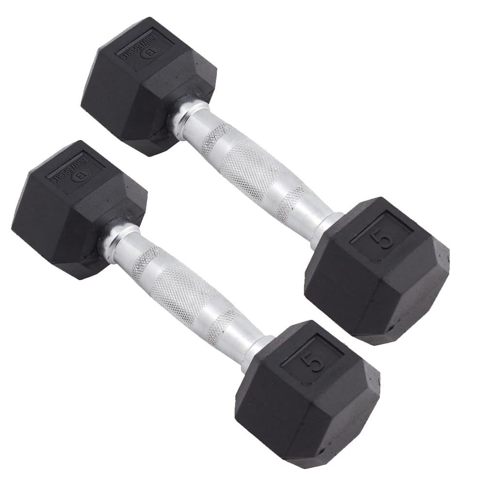 Body Sport Rubber Encased Hex Dumbbell