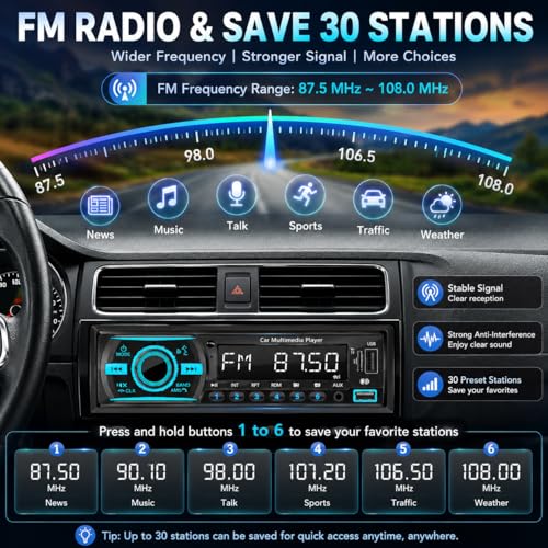 Single Din Bluetooth FM Radio