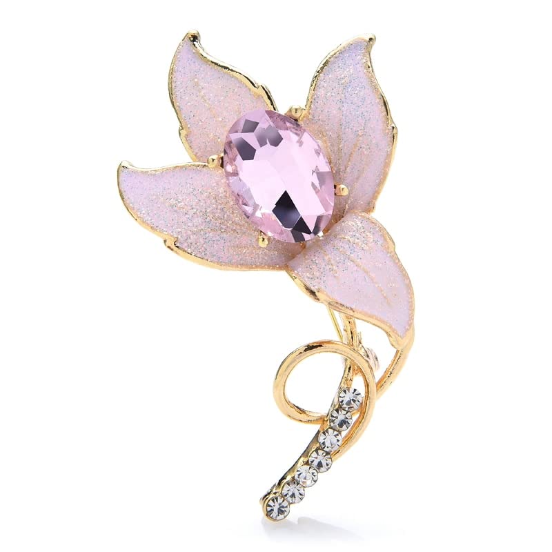 Broche strass enamel flower vintage rose pour accessoiriser une veste