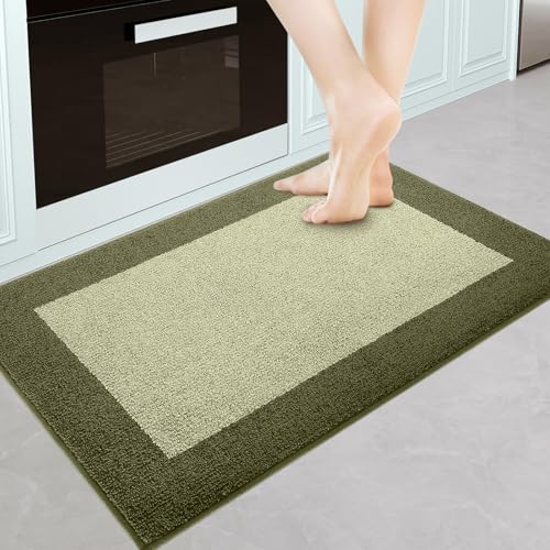 Image of Machine Washable Throw Rug 24 inch x 36 inch, Non Slip Kitchen Mat for Floor, Absorbent Entryway Rug for Kitchen, Bathroom, Door