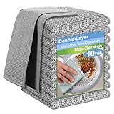 【Dual-Sided Kitchen Dishcloth】Featuring an innovative dual-layer design: One side is a 300gsm microfiber (80% polyester + 20% polyamide) for gentle, scratch-free polishing, while the reverse boasts a rust-resistant silver steel wire mesh for tackling...