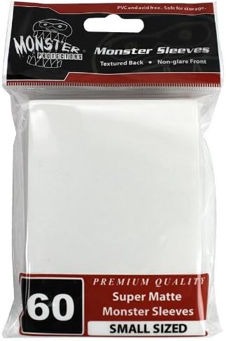 Monster Protectors Sleeves Sleeves - Smaller Size Super Matte - WHITE (Fits Yugioh and Other Smaller Sized Gaming Cards)