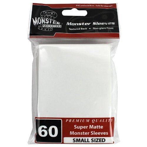 Monster Protectors Sleeves Sleeves - Smaller Size Super Matte - WHITE (Fits Yugioh and Other Smaller Sized Gaming Cards)
