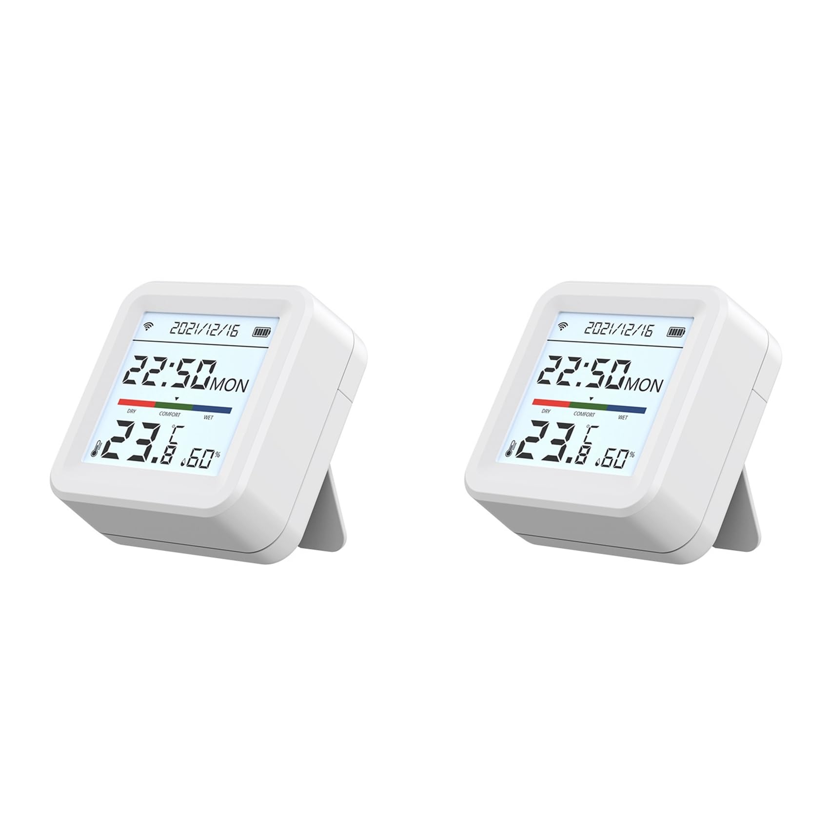 Jnchdghwa White 2X Tuya Wifi Temperature Humidity Sensor Smart Life Backlight Hygrometer Thermometer Sensor Phone Remote Monitoring