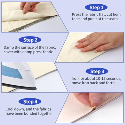 420 yards hem tape 12 inch iron on hemming tape no sewing hemming tape adhesive fabric fusing tape for pants clothes dresses curtains fabric crafting projects 6 rolls white and black