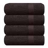 GLAMBURG Premium Cotton 4 Pack Bath Towel Set - 100% Pure Cotton - 4 Bath Towels 27x54 - Ideal for Everyday use - Ultra Soft & Highly Absorbent - Chocolate Brown