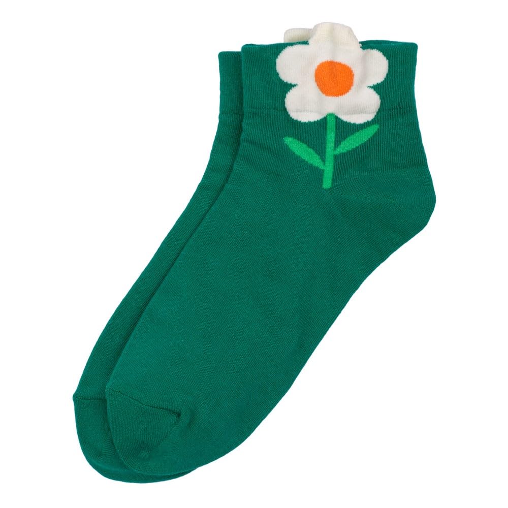 Joe Cool Unisex Multicolour Floral Cotton Spandex Ankle Socks With A Bold Big Flower Pattern