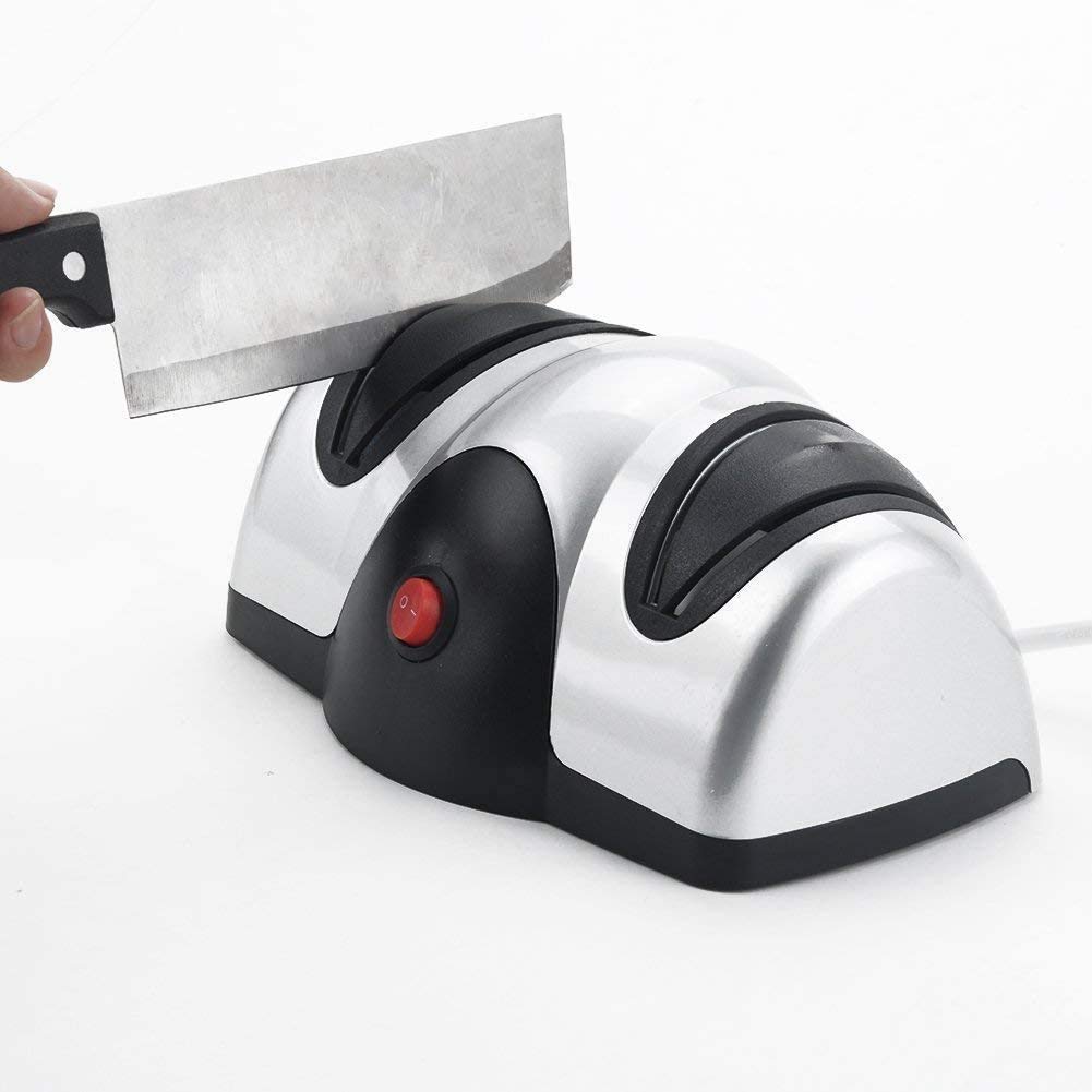 Affilacoltelli Elettrico for seghettati e Acciaio, coltelli Tirare Attraverso Angolo Regolabile Coltello da Cucina affilatura di Sistema con rilievi antiscorrimento