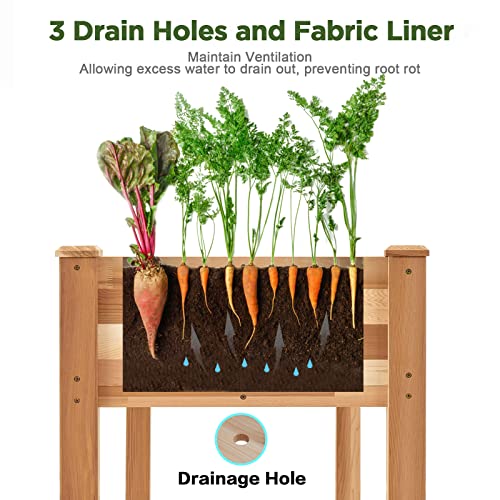 Amerlife Raised Garden Bed Cedar 4X2Ft- Elevated Wood Planter Box Protective Liner For Herbs Vegetable Flowers Outdoor Patio Backyard Western Red Cedar 6 Grow Area 500 Lbs Capacity #TOP4