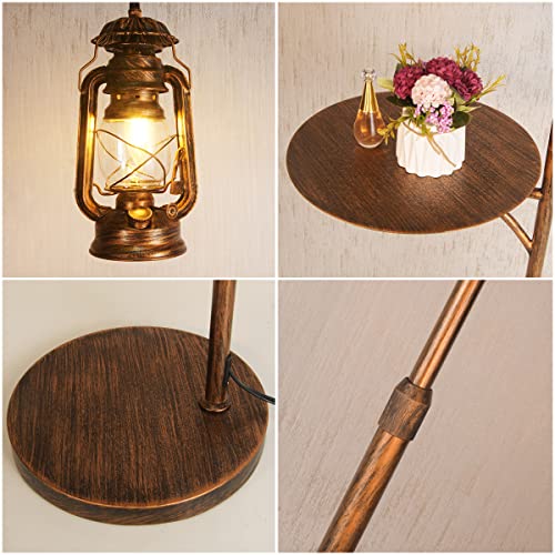 Beaysyty Farmhouse Adjustable Floor Lamps With Tray Lantern Tall Standing Lamp For Bedroom Home Decor For Office Cafe Den Living Room Bedroom, On/Off Foot Switch And Brushed Rustic (Red Copper) #TOP4