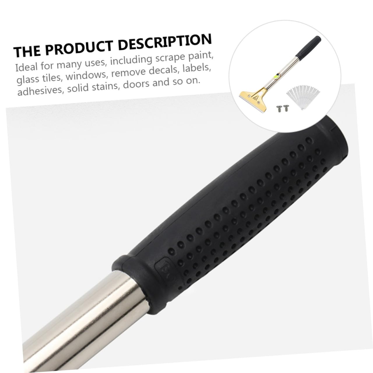 Raspador de Vidrio Mango Largo Ergonómico para Quitar Pegatinas
