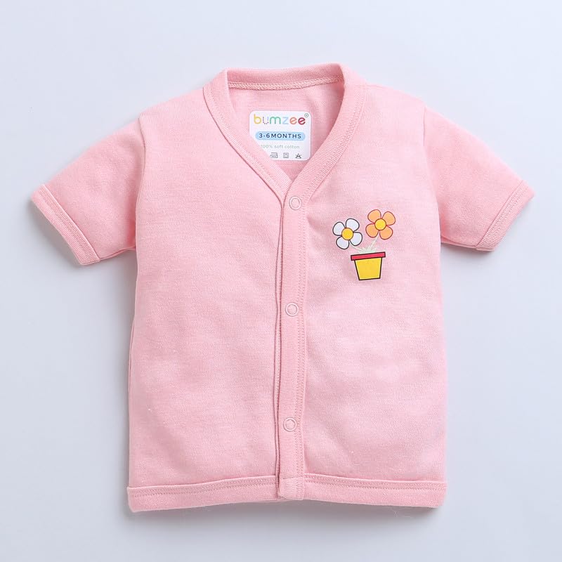 Image of BUMZEE Baby Girls Regular Fit Half Sleeves V-Neck Cotton Jablas,Pack of 3