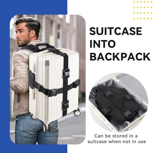 Image of Luggage Backpack Conversion System Luggage Connector Straps - Cross Shaped External Frame Backpack with Handle, Quick-Release Lock, Backrest -Backpack Luggage Strap for Suitcase, Trolley, Handbag