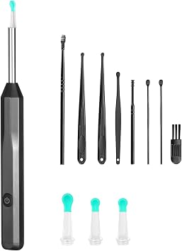 HOM Wireless Ear Wax Removal Kit - Complete Ear Cleaning Kit with HD Camera, 360-Degree View & 4 Interchangeable Silicone Tips - Rechargeable Ear Wax Removal Tool with App Connectivity