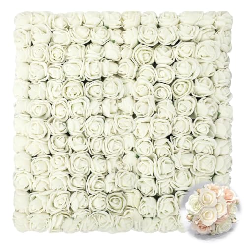 144 rosas blancas artificiales de espuma de 1 pulgada para manualidades 2