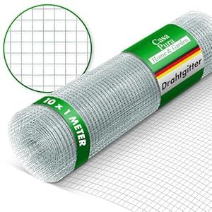 Drahtgitter feinmaschig - Maschenweite 6,3 mm - verzinkt - 100cm Höhe x 10m Länge - Rolle extra lang - Metallgitter als Volierendraht, Kaninchendraht, Wühlmausgitter für Hochbeet im Garten