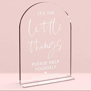 Wedding Decor,Acrylic Please Help Yourself Sign,Wedding Decor Loving Memory Sign for Ceremony and Reception,Arch Acrylic Table Signs for Anniversary 5x7 Inch (White)