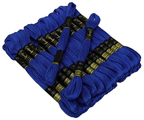 Iba Indianbeautifulart Cross Stitch Hand Embroidery Thread Stranded Cotton Craft Sewing Floss 25 Skeins-Royal Blue #TOP5