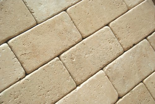 Ivory (Light) Travertine 3 X 6 Subway Field Tile, Tumbled - Thumbnail 4