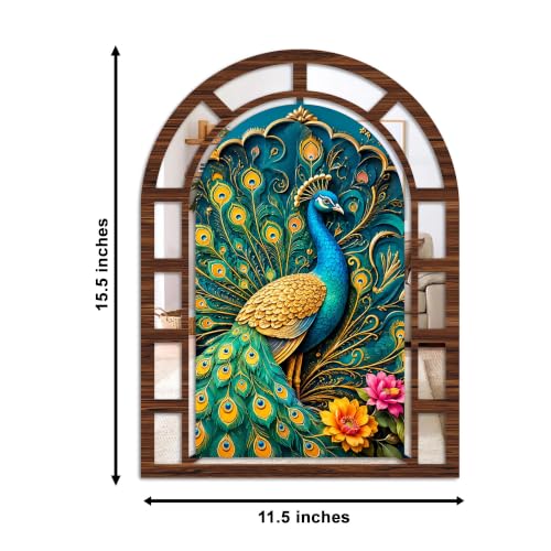 Image of Artvibes Royal Arch Theme Decorative Wall Accent |Jharokha Mirror | Wall Hanging Decor for Living Room, Bedroom, Hall, Dining Room, Foyer, Office & Entryway | Gift (WH 12023N), Set of 2