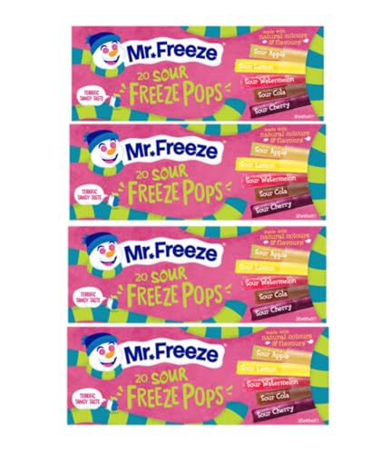 Mr Freeze Sour Freeze Pops 20 x 45ml (Pack of 4) | Sour Fruit Flavoured Freezer Pops | Ready-to-Freeze Ice Pops | 80 Pops Total | Perfect For Parties Celebrations and Summer Gatherings