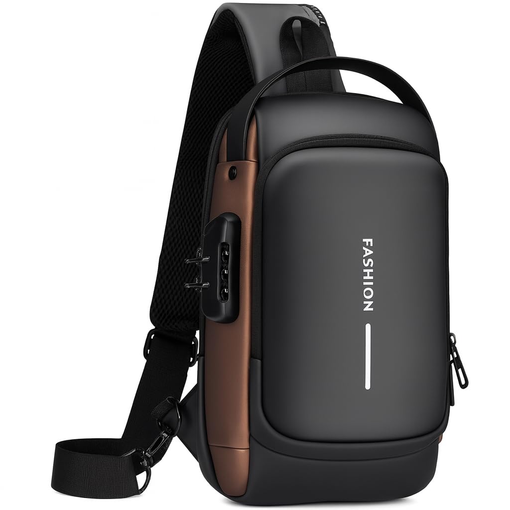 Spiffy SMALL Size Waterproof Polyester Crossbody Sling Bag, Anti Theft Chest Backpack for Men & Women, College Bag, Shoulder Travel Bagpack for Outdoor Work, Hiking