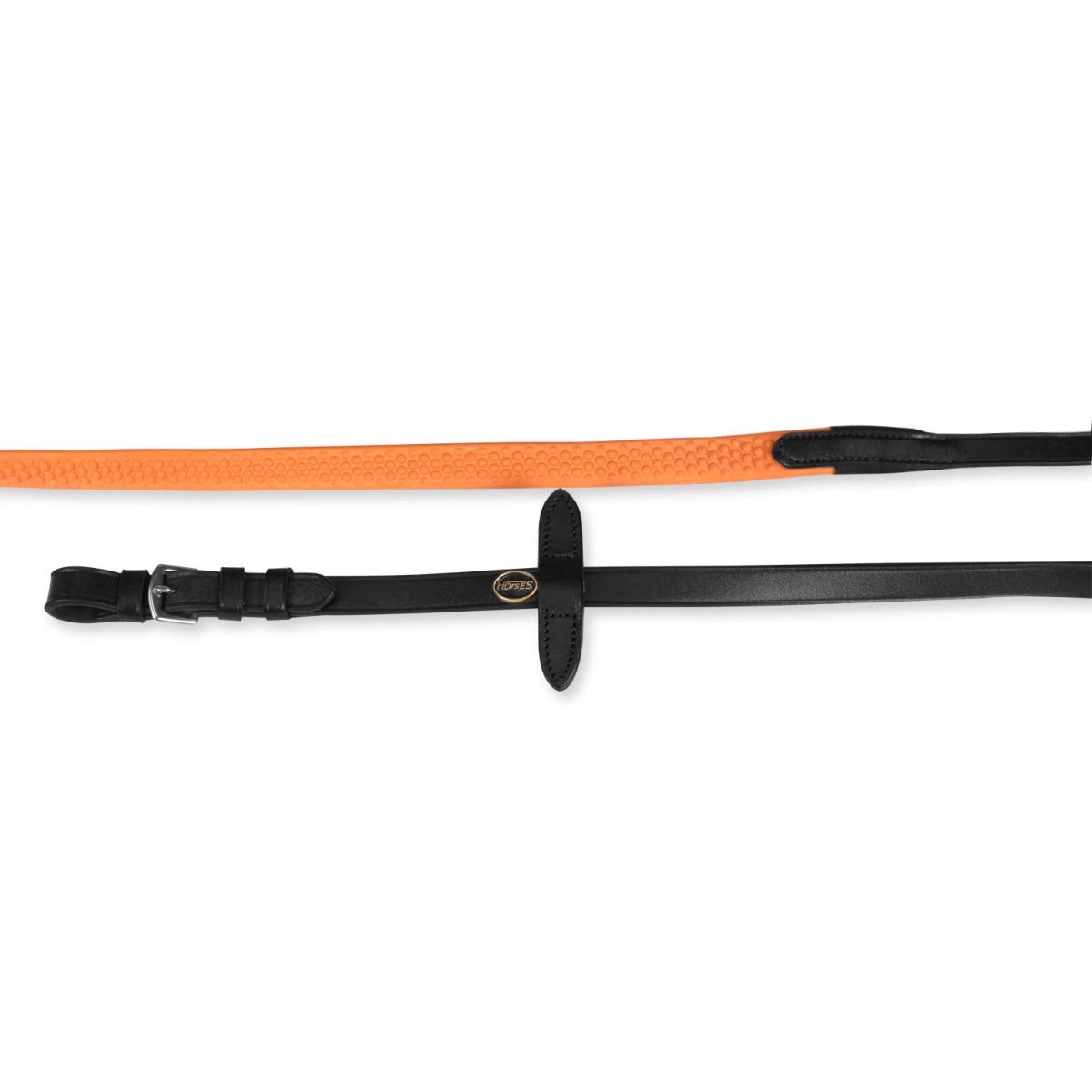 Horses Riendas Cuero Goma Event Color Negro/Naranja Full