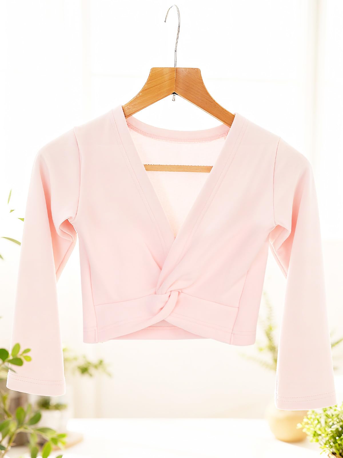 Ballettjacke Mädchen Langarm mit Flauschiger Futterung Ballett Wickeljacke Baumwolle Ballett Jacke für 3-12 Jahren