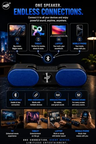 Image of Prime Beat 80W Bluetooth Speaker with Mobile Stand, TWS Pairing, Bluetooth 5.3, 1500mAh Battery, Loud Bass & Clear Sound, USB /TF /FM Support - Wireless Speaker for TV, Laptop, Tablet & Mobile (Blue)