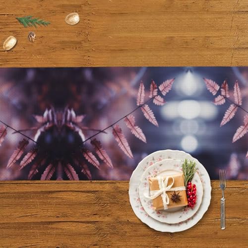 Chemin de table imprimé feuilles pour mariage bohème et repas de ferme convivial