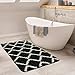 Produktbild Paco Home Badezimmerteppich Badematte Badteppich Waschbar In Waschmaschine rutschfest Modernes Skandinavisches Muster Rautenmuster, Grösse:70x120 cm, Farbe:Schwarz
