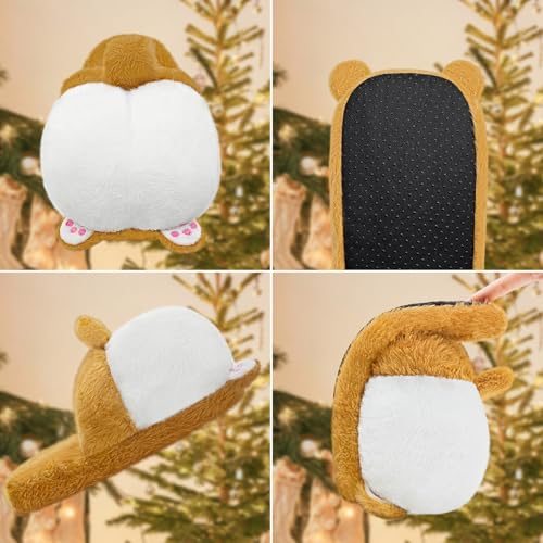 Lethargic Corgi Slippers for Women, Cute Animal Plush Shoes, Novelty Dog Slippers, Fuzzy Warm Bedroom Slippers, Funny Cartoon Gifs4