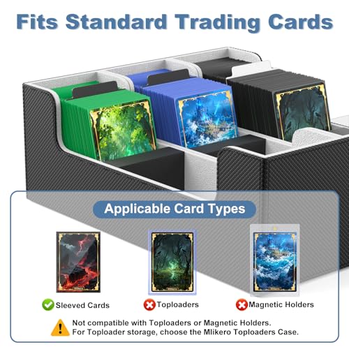 Mlikero Card Deck Case for Trading Cards 1800+, Trading Card Storage Box with 10 Dividers and 3 Foam Stoppers, Leather Magnetic Closure Commander Deck Box Fit for YuGiOh, MTG and Sport Cards by Mlikero - Image 2