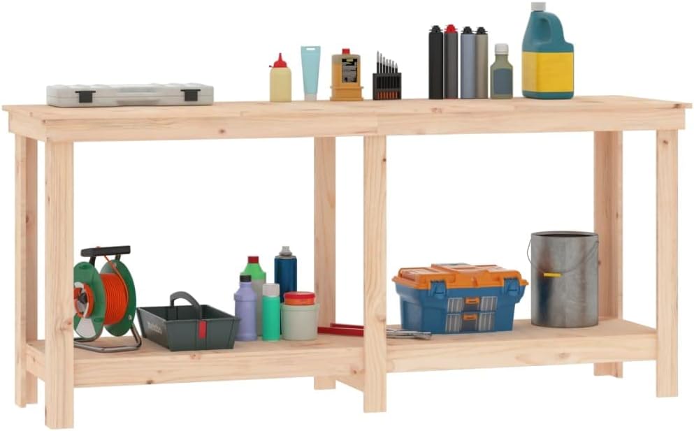 vidaXL Work Bench 70.9x19.7x31.5 Solid Wood Pine