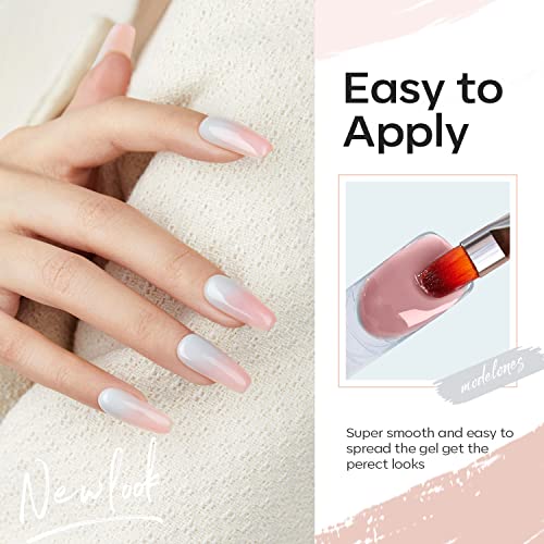 Modelones Poly Nail Extension Gel Set, 6 Colors Nude Gray Pink Classic Collection Poly Nail Gel Summer Colors Nail Gel Popular Nail Art Design At Home For Women #TOP28