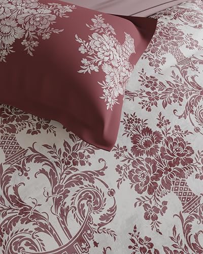 Image of DDECOR Live Beautiful 100% Cotton 145TC Ethnic King Bedsheet with 2 Pillow Covers | Rotary Printed Breathable Fabric | 224 CM X 254 CM | Luxury Bedding for Home | Cresta Collection | Wood Rose Pink