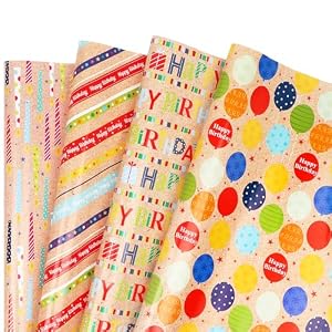 Leixi 8-3-3 Geburtstags-Geschenkpapier, 8 Bögen, Bunt