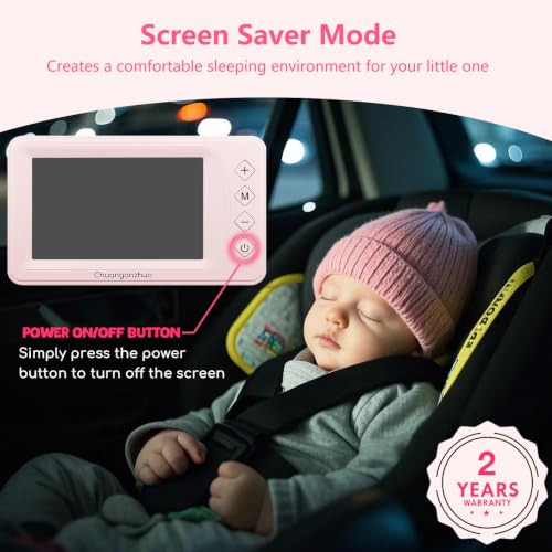 Image of Baby Car Camera with NO.1 Night Vision, 3X Zoom, USB Powered, 5'' HD 1080P IPS Crystal-Clear Car Baby Monitor, Backseat /Carseat Camera for Kids Infants Rear Facing, S100U Light Pink