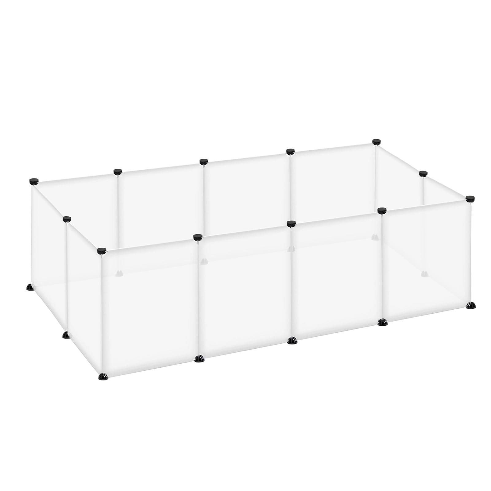 YRHome Freigehege Gittergehege für Kaninchen Hasen Meerschweinchen Käfig Gehege Kleintierkäfig Freilauf Welpengehege Kleintiergehege Laufgitter für Innen und Aussen 145x75x48cm Transparent