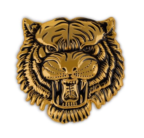 Image of JVCV 3D Metal Tiger Sticker Chrome Logo Decal Emblem Badge for All Cars Bikes Laptops Headphones Helmets Home Office Accessory (Tiger, Gold)