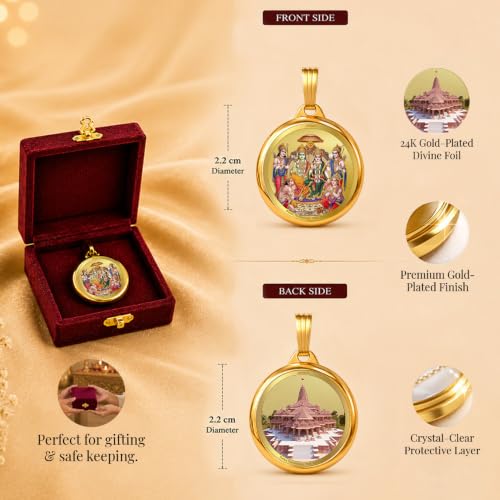 Image of DIVINITI 24K Gold Plated Double-Sided Religious Pendant with Premium Gift Box, Spiritual Locket for Men & Women, Devotional Jewellery for Gifting & Everyday Wear