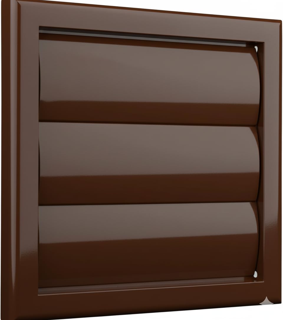 Vents 100mm Brown External Gravity Vent Grille – 155x155mm Diameter Outside Wall Cover for Extractor Fans, Bathroom & Tumble Dryer