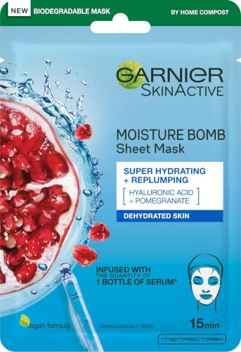 Garnier Moisture Bomb Pomegranate & Hyaluronic Acid Sheet Face Mask, 28g
