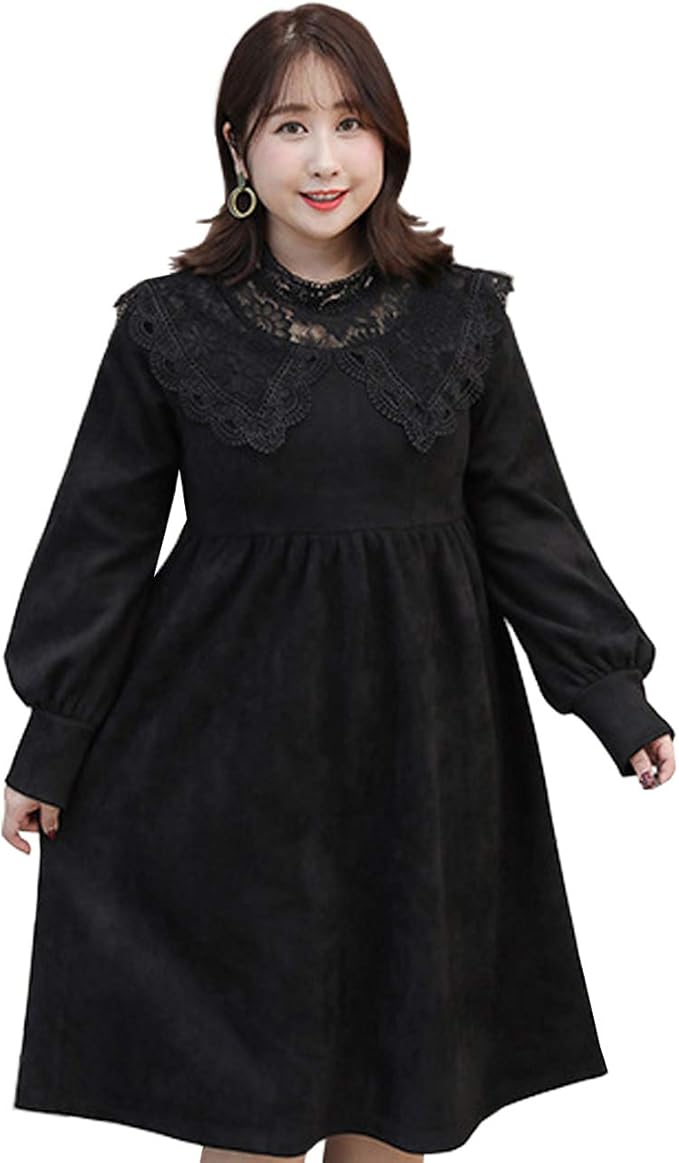 Amazon Co Jp 大きいサイズ レディース 黒ワンピース 襟付きワンピ スエード お呼ばれ Ll 3l 4l 5l C1004 ブラック 4xl 服 ファッション小物