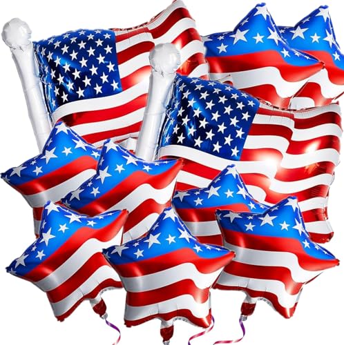 4th of July Balloons 16Pcs Patriotic Independence Day Foil Balloo...