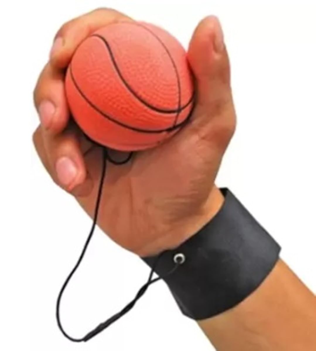 Wrist Return Ball Wrist Band Ball Rubber Rebound Ball Sports Bouncy Ball Basketball Baseball Soccer Ball Wristband Toys for Wrist Exercise yoyo Ball (2.48 Inch) Pack of 1 pcs