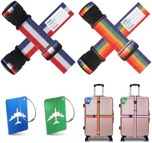 Lot de 4 sangles de bagage pour valises, connecteur de voyage pour sac